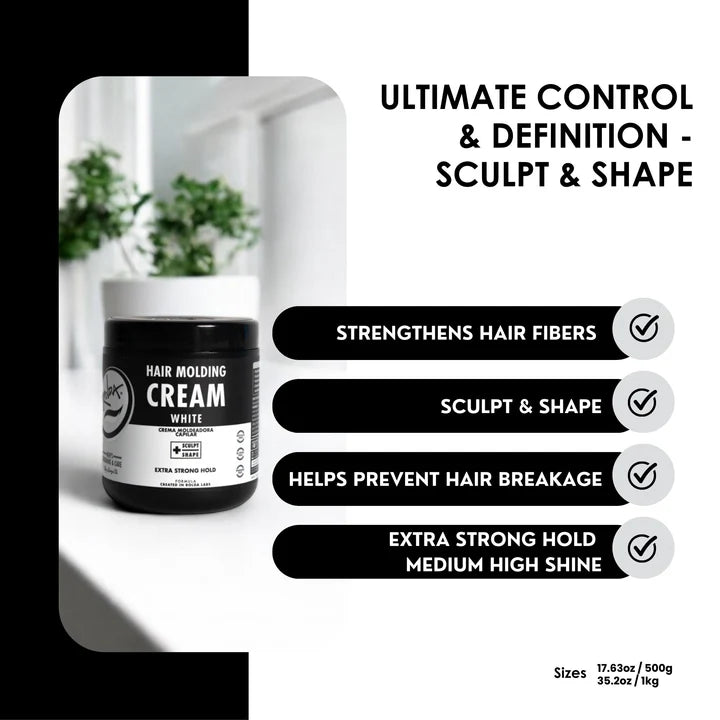Rolda - Crema Moldeadora para Cabello Cream White | Fijación Media-Fuerte | Acabado Natural | Brillo Medio - 500g