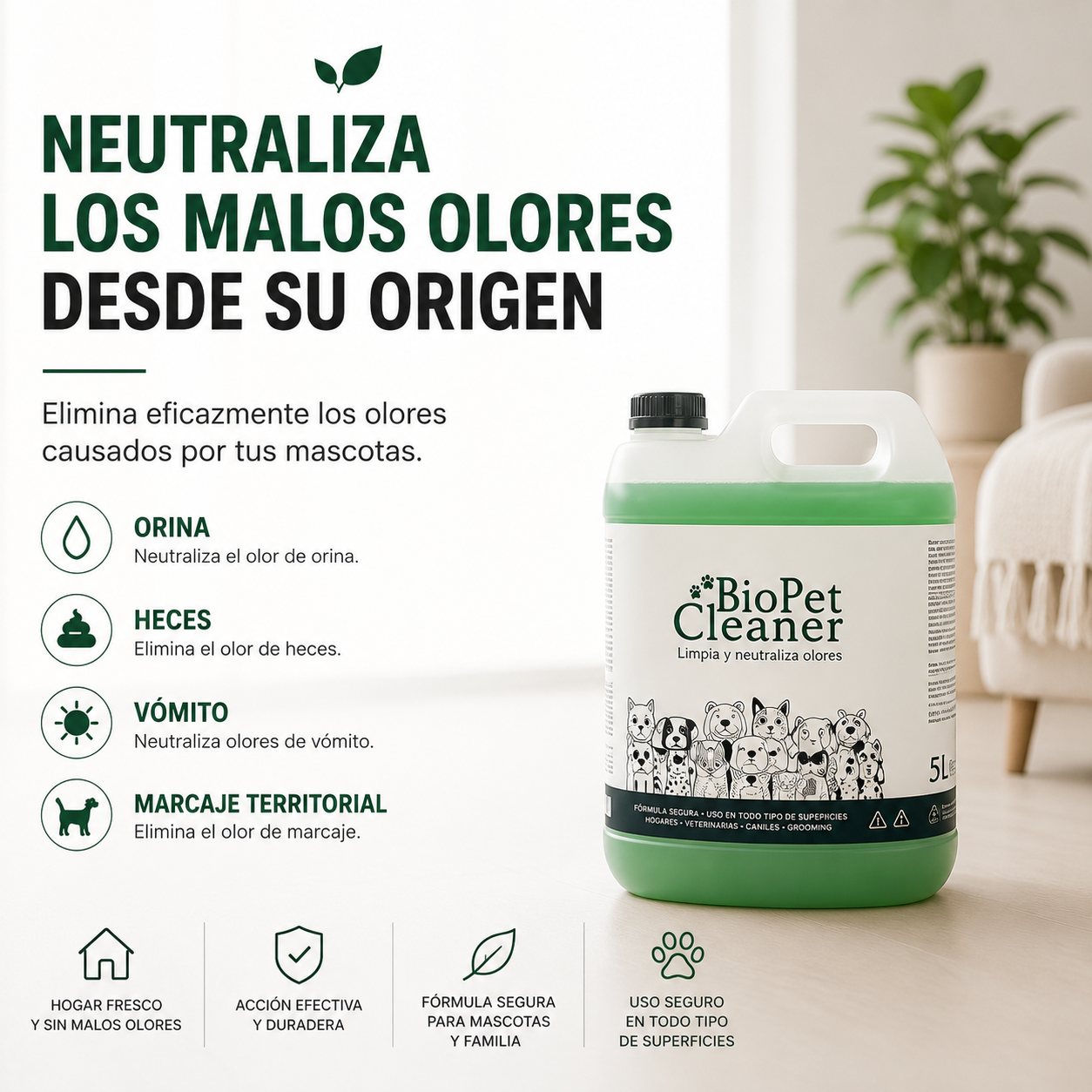 Zona Libre de Olor | BioPet Cleaner 5 Litros